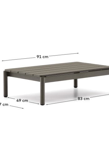 KAVE HOME Sorells utendrs salongbord, rektangulrt - grnn aluminium (52,4x91)
