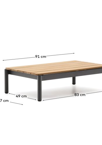  KAVE HOME Sorells udendrs sofabord, rektangulr - teaktr og gr aluminium (57x91)
