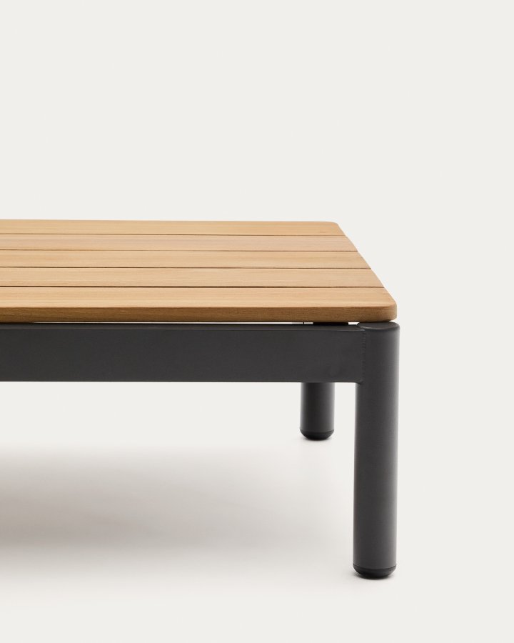  KAVE HOME Sorells udendrs sofabord, rektangulr - teaktr og gr aluminium (57x91)