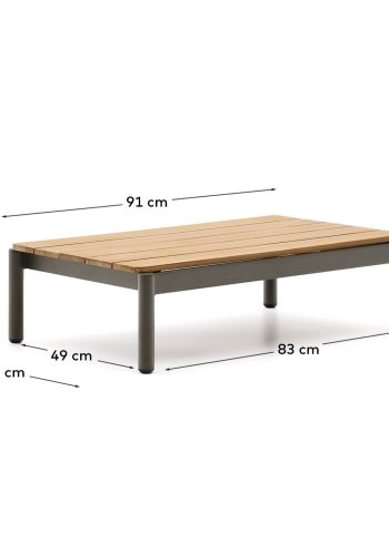  KAVE HOME Sorell salongbord i grnn aluminium og teak 57 x 91 cm FSC 100%