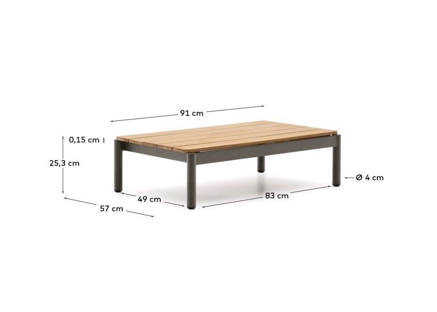  KAVE HOME Sorell salongbord i grnn aluminium og teak 57 x 91 cm FSC 100%