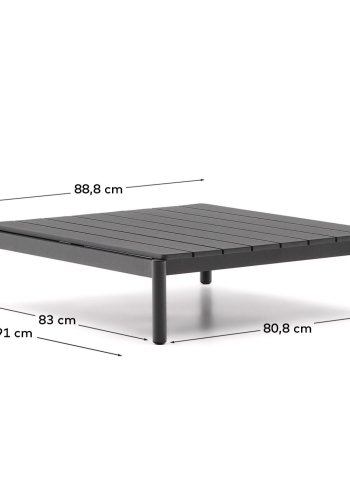 KAVE HOME Sorells utendrs salongbord, rektangulrt - gr aluminium (89x91)