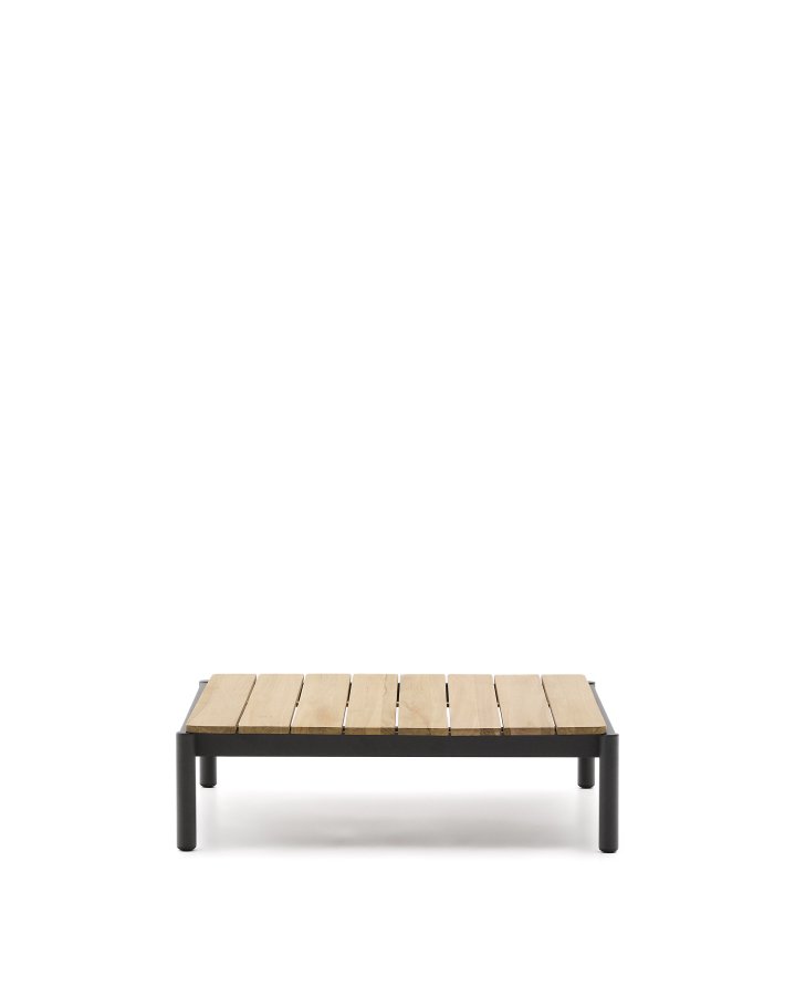 KAVE HOME Sorells Outdoor-Couchtisch, rechteckig – Teakholz und graues Aluminium (89 x 91)