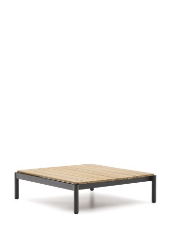 KAVE HOME Sorells Outdoor-Couchtisch, rechteckig – Teakholz und graues Aluminium (89 x 91)