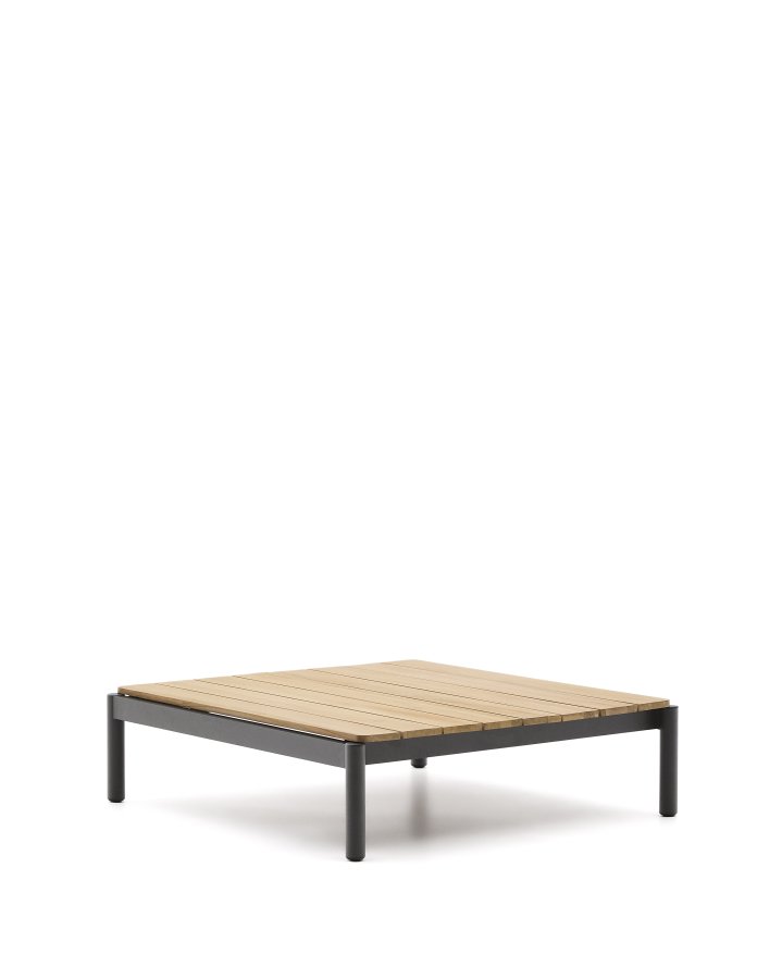 KAVE HOME Sorells Outdoor-Couchtisch, rechteckig – Teakholz und graues Aluminium (89 x 91)