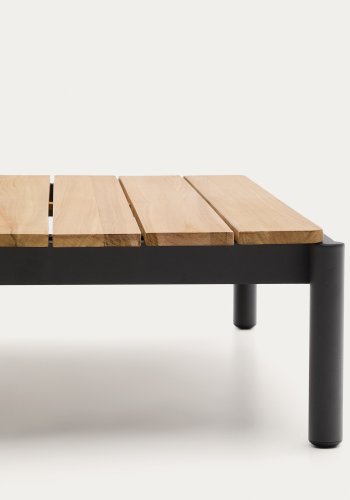 KAVE HOME Sorells Outdoor-Couchtisch, rechteckig – Teakholz und graues Aluminium (89 x 91)