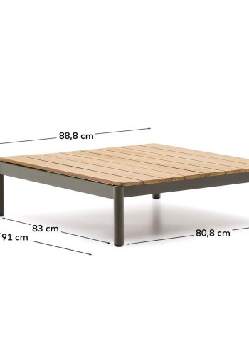  KAVE HOME Sorell salongbord i grnn aluminium og teak 89 x 91 cm FSC 100%