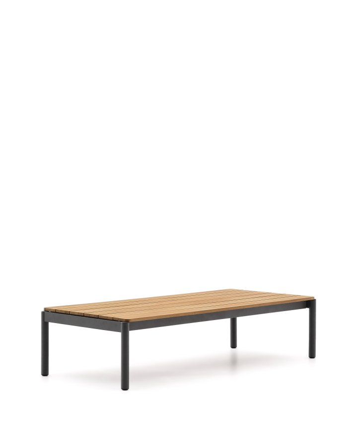 KAVE HOME Sorell salongbord i grtt aluminium og teak 63 x 149,2 cm FSC 100%