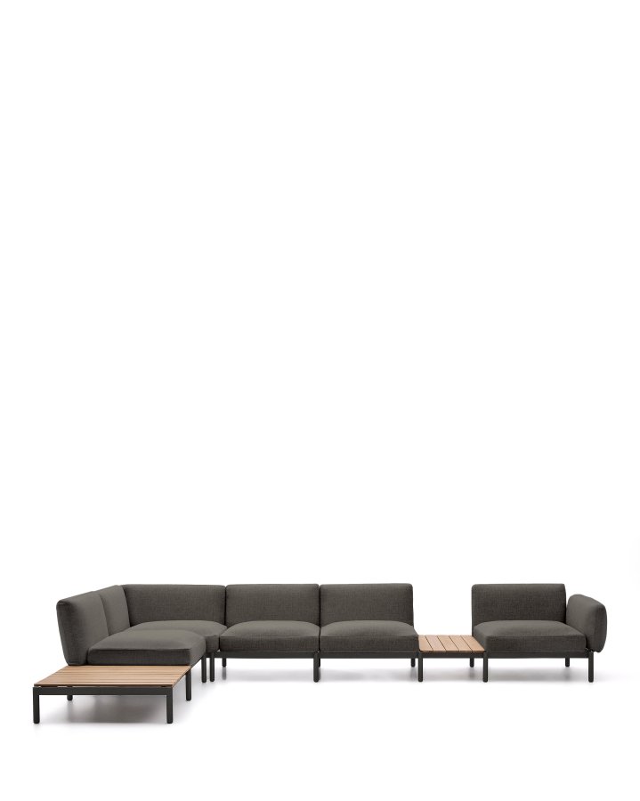  KAVE HOME Sorells udend�rs modul�r 5-pers. hj�rnesofa - gr� stof og gr� aluminium