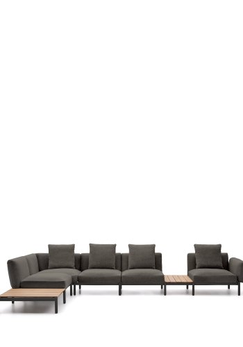  KAVE HOME Sorells udend�rs modul�r 5-pers. hj�rnesofa - gr� stof og gr� aluminium