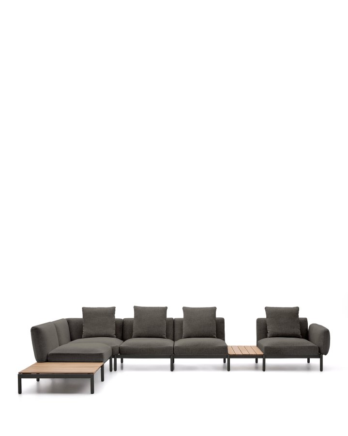  KAVE HOME Sorells udend�rs modul�r 5-pers. hj�rnesofa - gr� stof og gr� aluminium