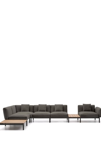  KAVE HOME Sorells udend�rs modul�r 5-pers. hj�rnesofa - gr� stof og gr� aluminium