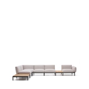 KAVE HOME Sorells udend�rs modul�r 5-pers. hj�rnesofa - beige stof og gr�n aluminium
