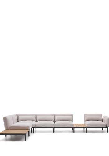 KAVE HOME Sorells udend�rs modul�r 5-pers. hj�rnesofa - beige stof og gr�n aluminium