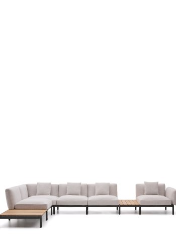 KAVE HOME Sorells udend�rs modul�r 5-pers. hj�rnesofa - beige stof og gr�n aluminium