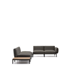 KAVE HOME Sorells udend�rs modul�r 4-pers. hj�rnesofa - gr� stof og gr� aluminium