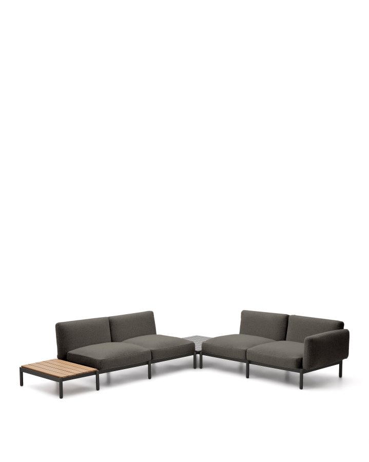KAVE HOME Sorells udend�rs modul�r 4-pers. hj�rnesofa - gr� stof og gr� aluminium