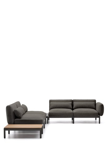 KAVE HOME Sorells udend�rs modul�r 4-pers. hj�rnesofa - gr� stof og gr� aluminium