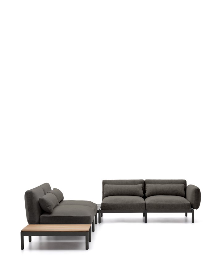 KAVE HOME Sorells udend�rs modul�r 4-pers. hj�rnesofa - gr� stof og gr� aluminium