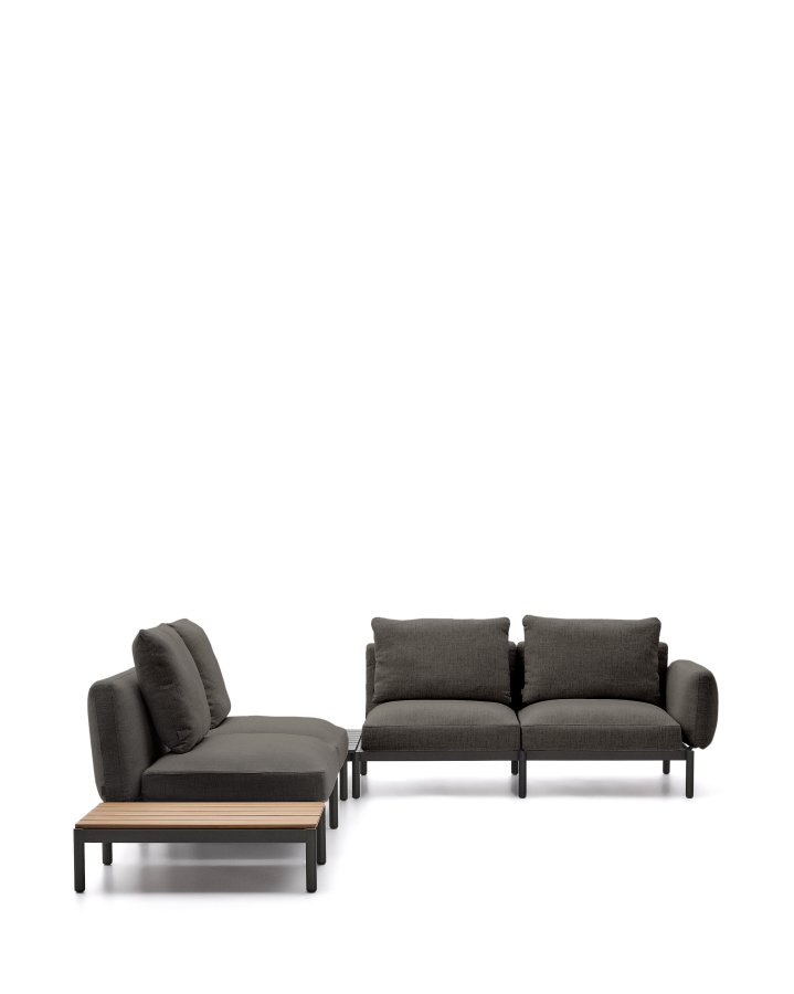 KAVE HOME Sorells udend�rs modul�r 4-pers. hj�rnesofa - gr� stof og gr� aluminium