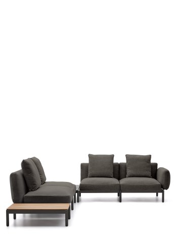 KAVE HOME Sorells udend�rs modul�r 4-pers. hj�rnesofa - gr� stof og gr� aluminium