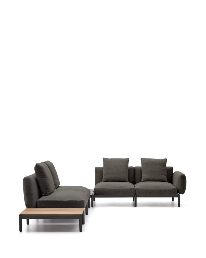 KAVE HOME Sorells udend�rs modul�r 4-pers. hj�rnesofa - gr� stof og gr� aluminium