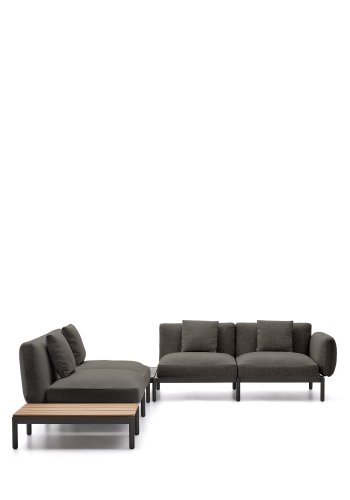 KAVE HOME Sorells udend�rs modul�r 4-pers. hj�rnesofa - gr� stof og gr� aluminium