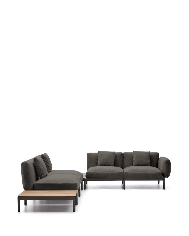 KAVE HOME Sorells udend�rs modul�r 4-pers. hj�rnesofa - gr� stof og gr� aluminium