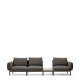 KAVE HOME Sorells udend�rs modul�r 3-personers sofa med gr�t polstring og gr�t aluminium med teaktr�sgulv