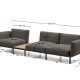 KAVE HOME Sorells udend�rs modul�r 3-personers sofa med gr�t polstring og gr�t aluminium med teaktr�sgulv