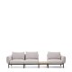 KAVE HOME Sorells udend�rs modul�r 3-personers sofa med beige polstring og gr� aluminium med teaktr�sunderlag