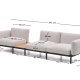 KAVE HOME Sorells udend�rs modul�r 3-personers sofa med beige polstring og gr� aluminium med teaktr�sunderlag