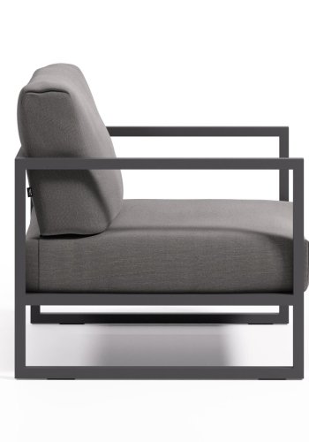 KAVE HOME Comova utend�rs lenestol, med armlener - m�rkegr� stoff og sort aluminium