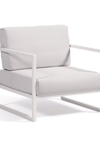 KAVE HOME Comova utendrs lenestol, med armlener - hvitt stoff og hvit aluminium