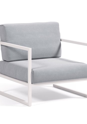 KAVE HOME Comova utendrs lenestol, med armlener - bltt stoff og hvit aluminium