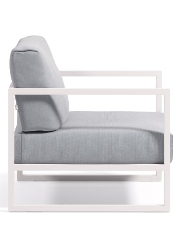 KAVE HOME Comova utendrs lenestol, med armlener - bltt stoff og hvit aluminium