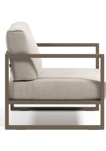 KAVE HOME Comova udendrs lnestol, m. armln - lysegr stof og grn aluminium