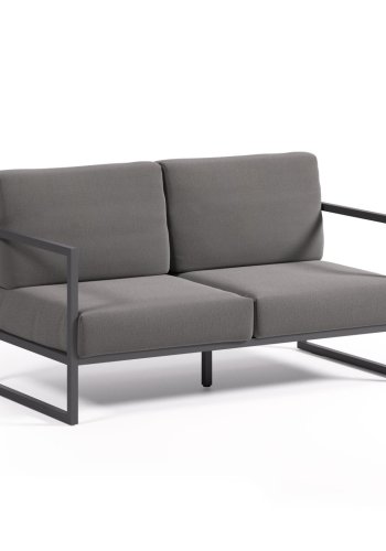 KAVE HOME Comova 2-manns hagesofa - m�rkegr�tt stoff og sort aluminium