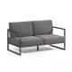 KAVE HOME Comova 2-manns hagesofa - m�rkegr�tt stoff og sort aluminium