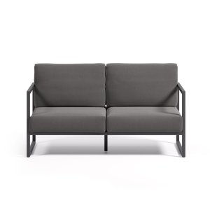 KAVE HOME Comova 2-manns hagesofa - m�rkegr�tt stoff og sort aluminium