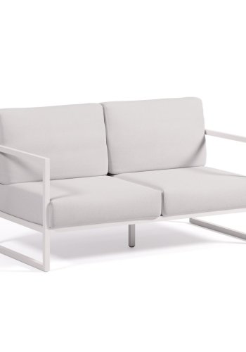 KAVE HOME Comova 2 pers. havesofa - hvid stof og hvid aluminium