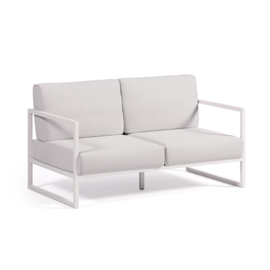 KAVE HOME Comova 2 pers. havesofa - hvid stof og hvid aluminium