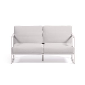 KAVE HOME Comova 2 pers. havesofa - hvid stof og hvid aluminium