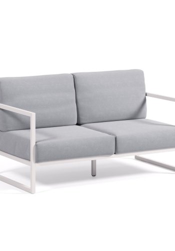 KAVE HOME Comova 2 pers. havesofa - bl� stof og hvid aluminium