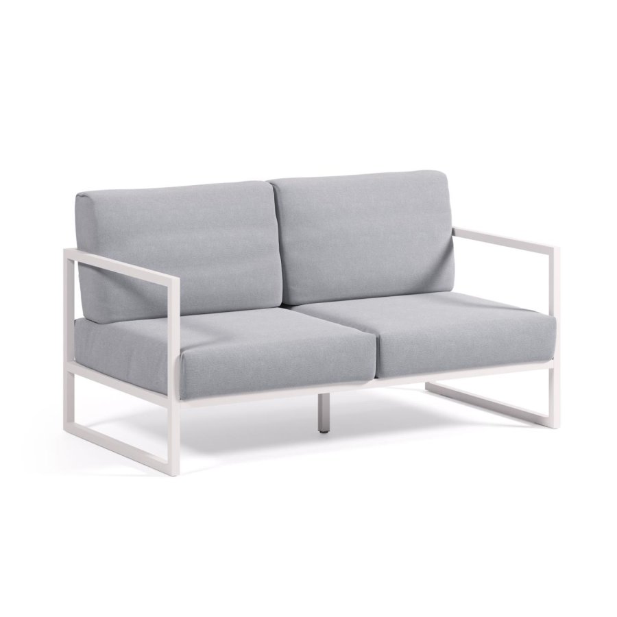 KAVE HOME Comova 2 pers. havesofa - bl� stof og hvid aluminium