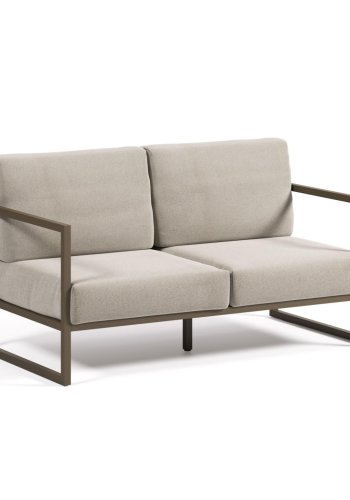 KAVE HOME Comova 2-personers tr&auml;dg�rdssoffa - ljusgr�tt tyg och gr&ouml;nt aluminium