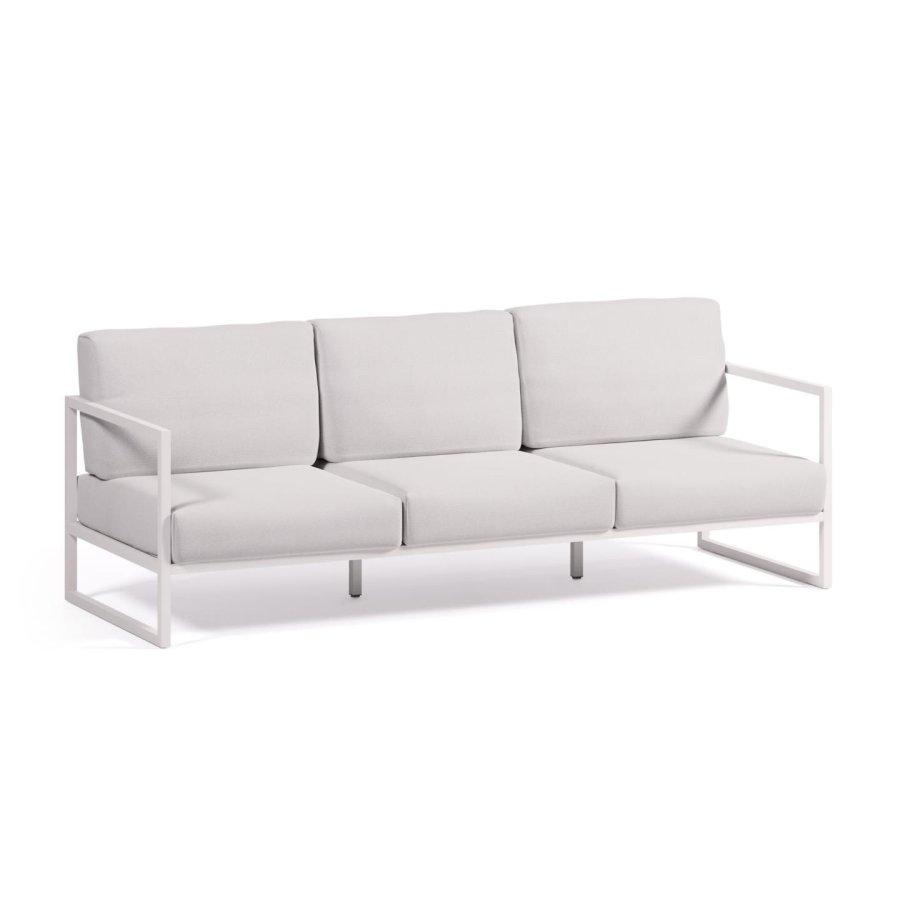 KAVE HOME Comova 3 pers. havesofa - hvid stof og hvid aluminium