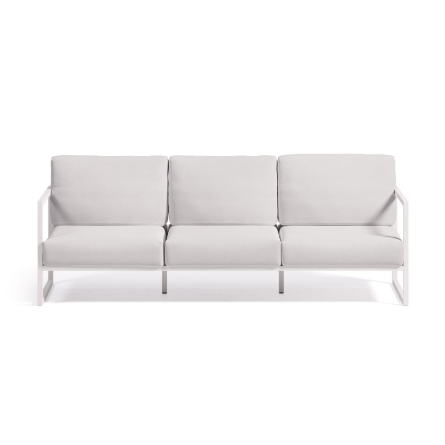KAVE HOME Comova 3 pers. havesofa - hvid stof og hvid aluminium