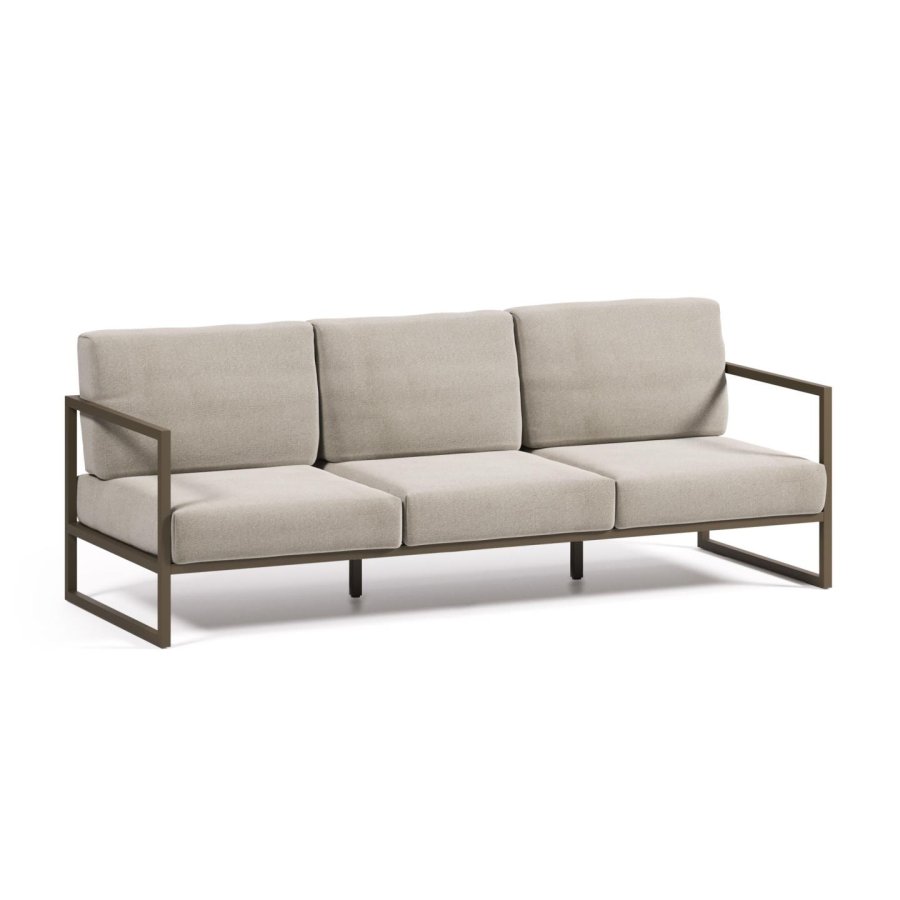 KAVE HOME Comova 3 pers. havesofa - lysegr stof og grn aluminium