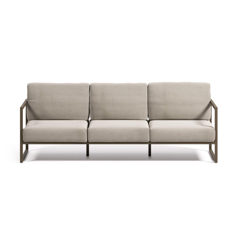 KAVE HOME Comova 3 pers. havesofa - lysegr stof og grn aluminium